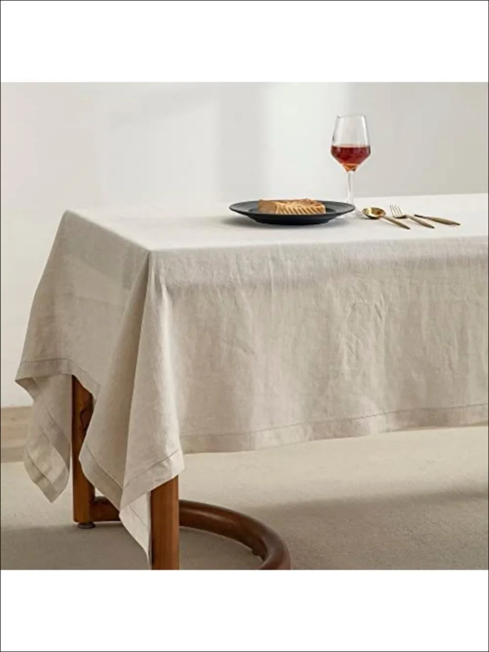 100% Stonewashed French Linen Hemstitch Tablecloth 60x84 Rectangle Machine